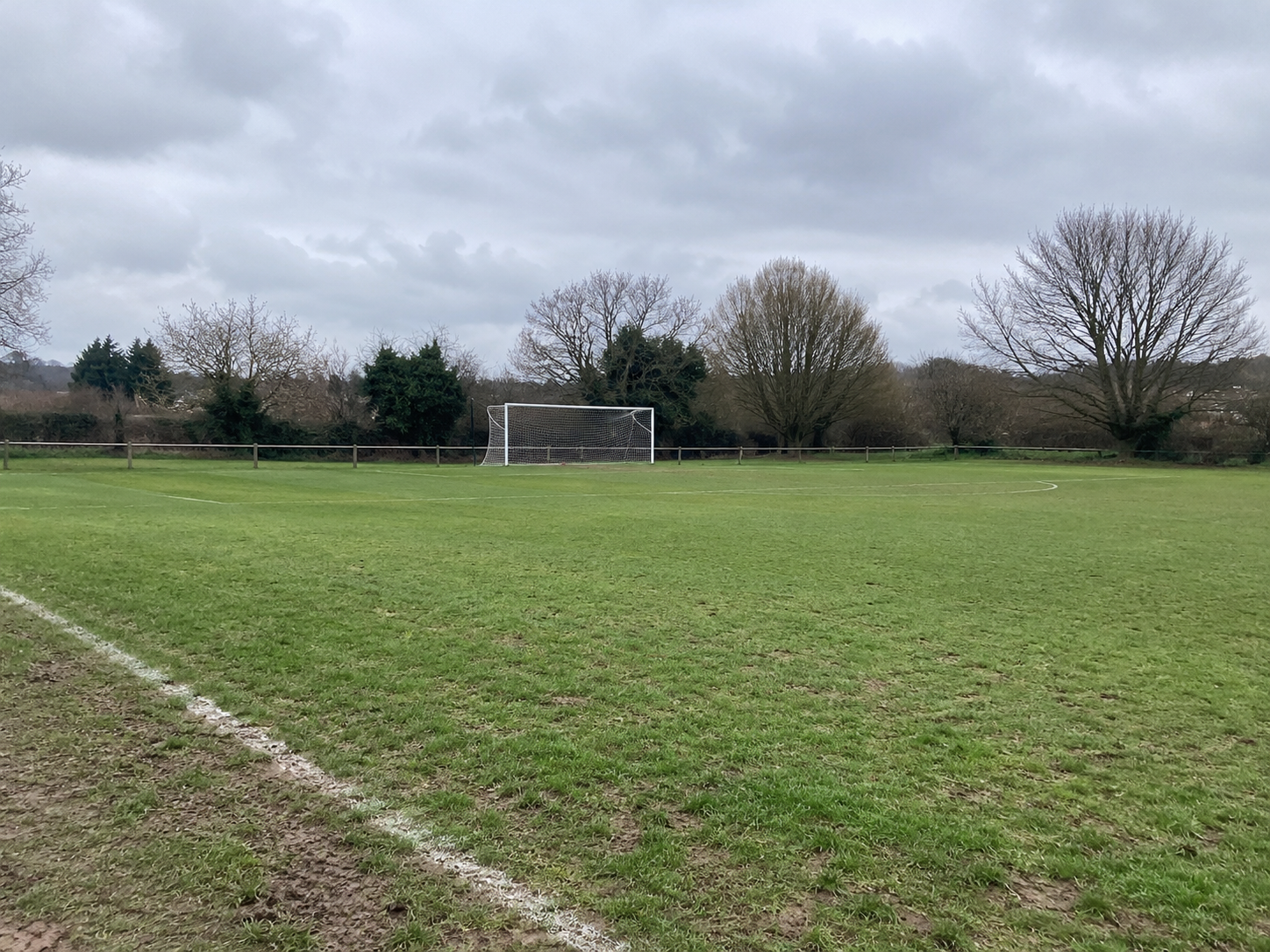 Illustrative image of an empty local Sunday League football pitch on an overcast day