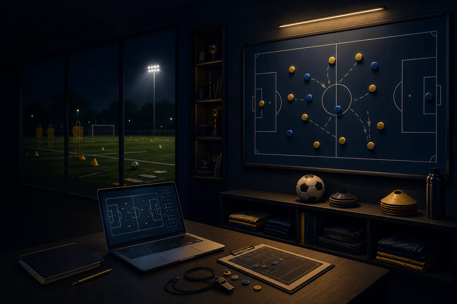 Football coaching meeting