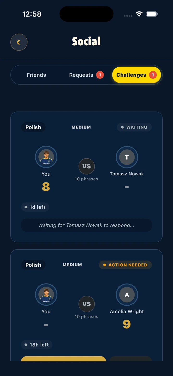 TFLSK Challenge Match screen