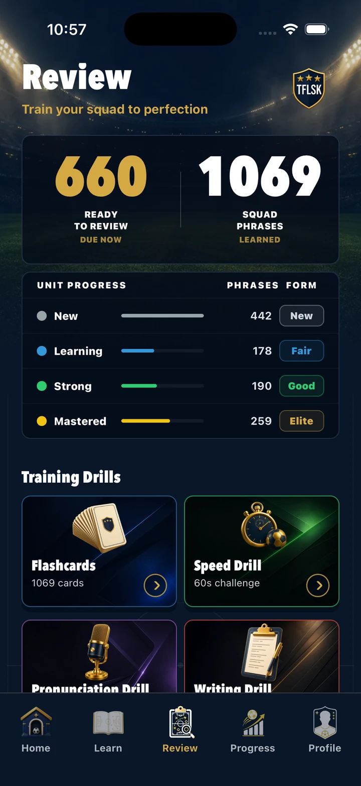 TFLSK Review screen
